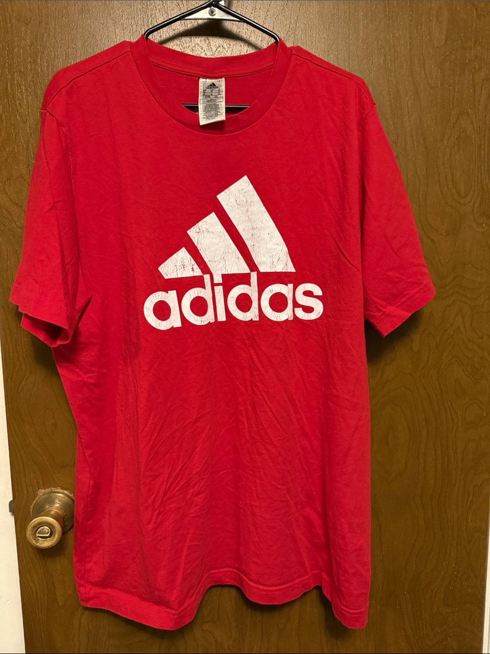 adidas Red Short Sleeve Tee with White Logo size XL